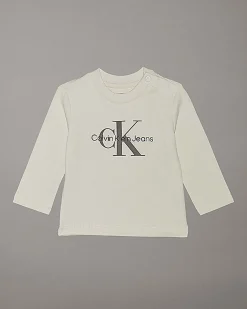 T-shirt Calvin Klein color panna con logo monogram Calvin Klein Jeans