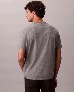 T-shirt Calvin Klein Jeans grigia in cotone con logo monogramma stampato frontale