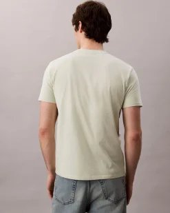 T-shirt Calvin Klein Jeans verde menta in cotone con patch logo applicato sul petto
