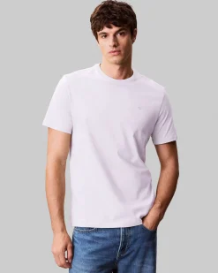T-shirt Calvin Klein Jeans bianca in cotone con logo ricamato sul petto