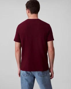 T-shirt Calvin Klein Jeans bordeaux in cotone con logo ricamato
