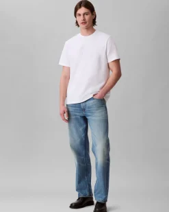 T-shirt Calvin Klein Jeans bianca in cotone con logo monogramma impresso in tono davanti