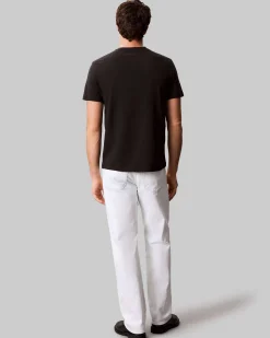 T-shirt Calvin Klein Jeans nera in cotone con logo scritta sul petto