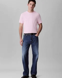 T-shirt Calvin Klein Jeans rosa in cotone con logo in rilievo