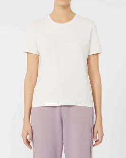 T-shirt color avorio in jersey di cotone stretch organico MM Max Mara a maniche corte