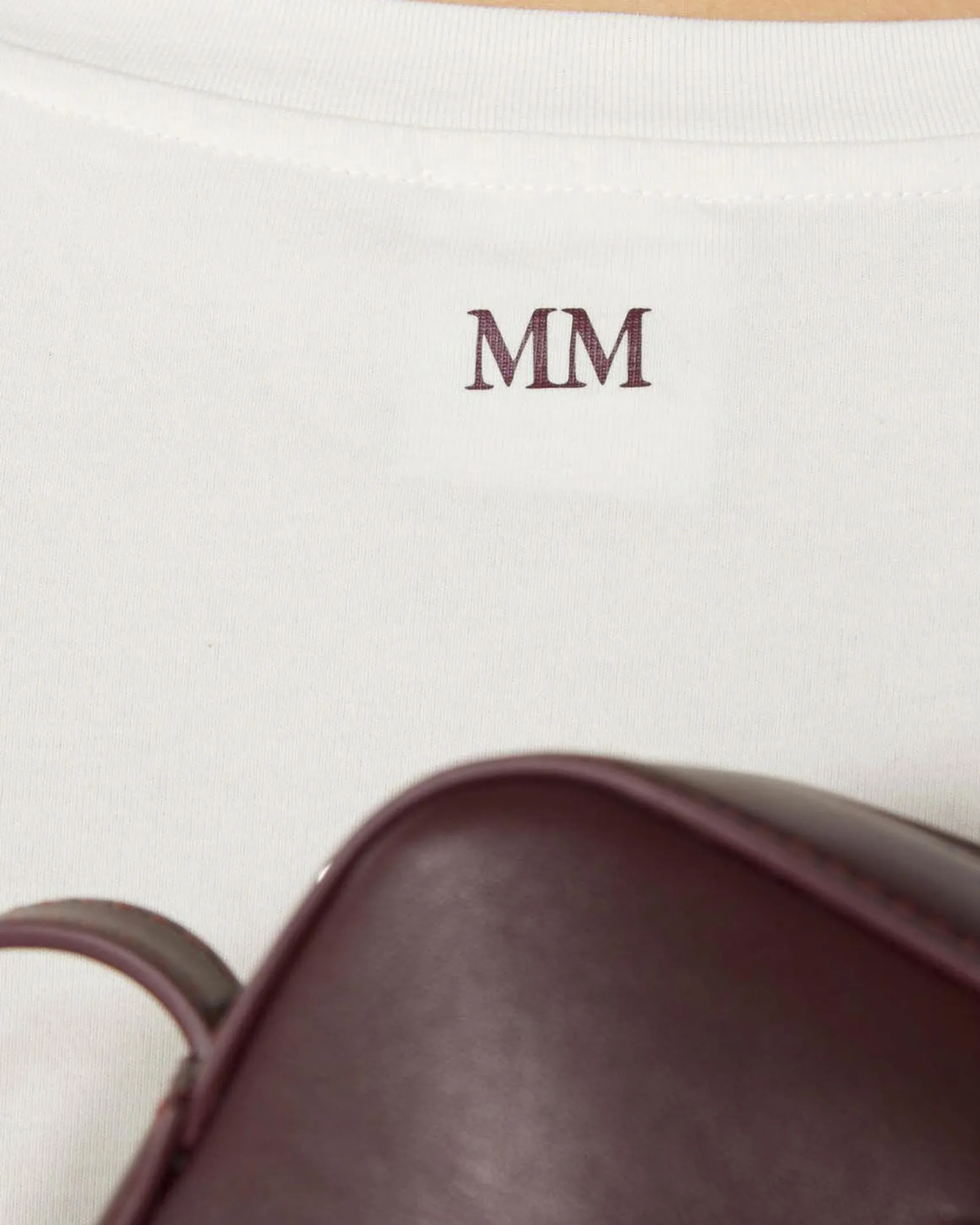 T-shirt color avorio in jersey di cotone stretch organico MM Max Mara a maniche corte