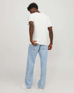 T-shirt color panna regular-fit in puro cotone con stampa logo in stile college frontale