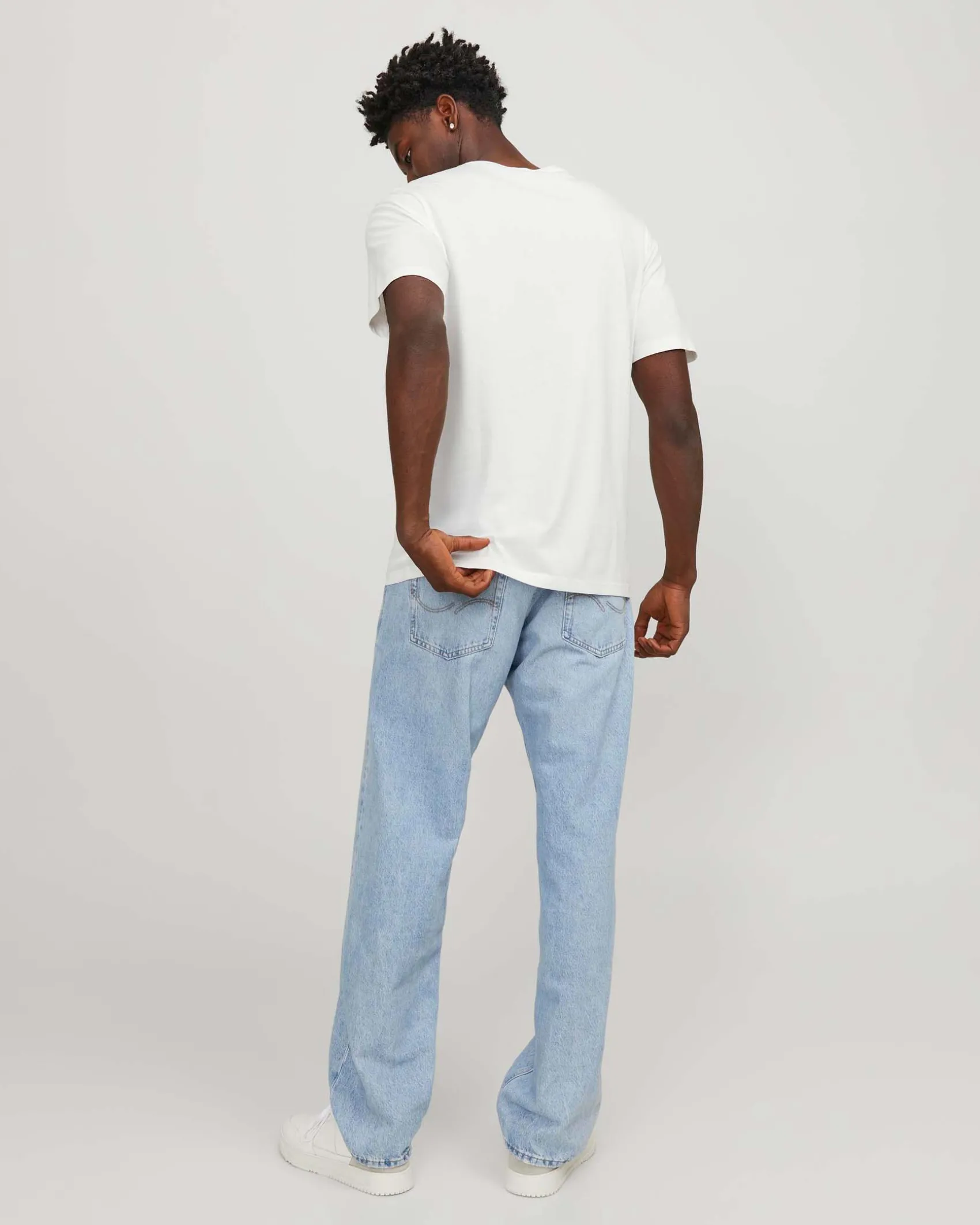 T-shirt color panna regular-fit in puro cotone con stampa logo in stile college frontale