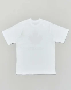 T-shirt Dsquared2 bianca in puro cotone con foglia logo rossa