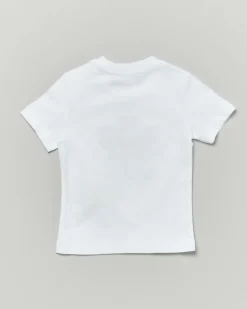T-shirt Dsquared2 bianca in puro cotone a maniche corte ce foglia logo rossa
