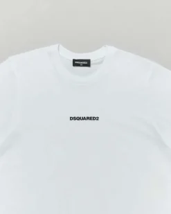 T-shirt Dsquared2 relaxed fit bianca in puro cotone con mini logo nero
