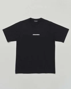 T-shirt Dsquared2 relaxed fit bianca in puro cotone con mini logo bianco