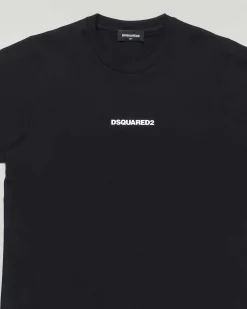 T-shirt Dsquared2 relaxed fit bianca in puro cotone con mini logo bianco