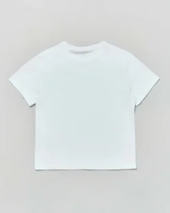 T-shirt EA7 bianca mezza manica in cotone stretch con logo color oro