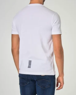 T-shirt EA7 bianca mezza manica in jersey di cotone stretch