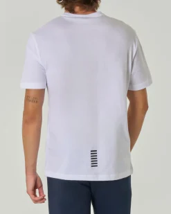 T-shirt EA7 bianca mezza manica in puro pima cotton