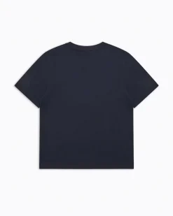 T-shirt EA7 blu mezza manica in puro cotone con logo EA7 piccolo