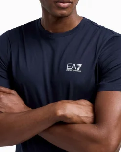 T-shirt EA7 blu mezza manica in puro pima cotton