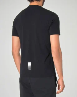 T-shirt EA7 nera mezza manica in jersey di cotone stretch
