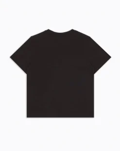 T-shirt EA7 nera mezza manica in puro cotone con logo piccolo