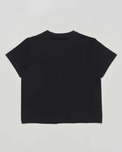 T-shirt EA7 nera mezza manica in cotone stretch con logo color oro