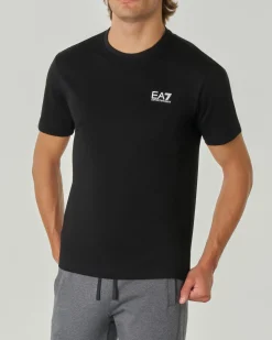 T-shirt EA7 nera mezza manica in puro pima cotton