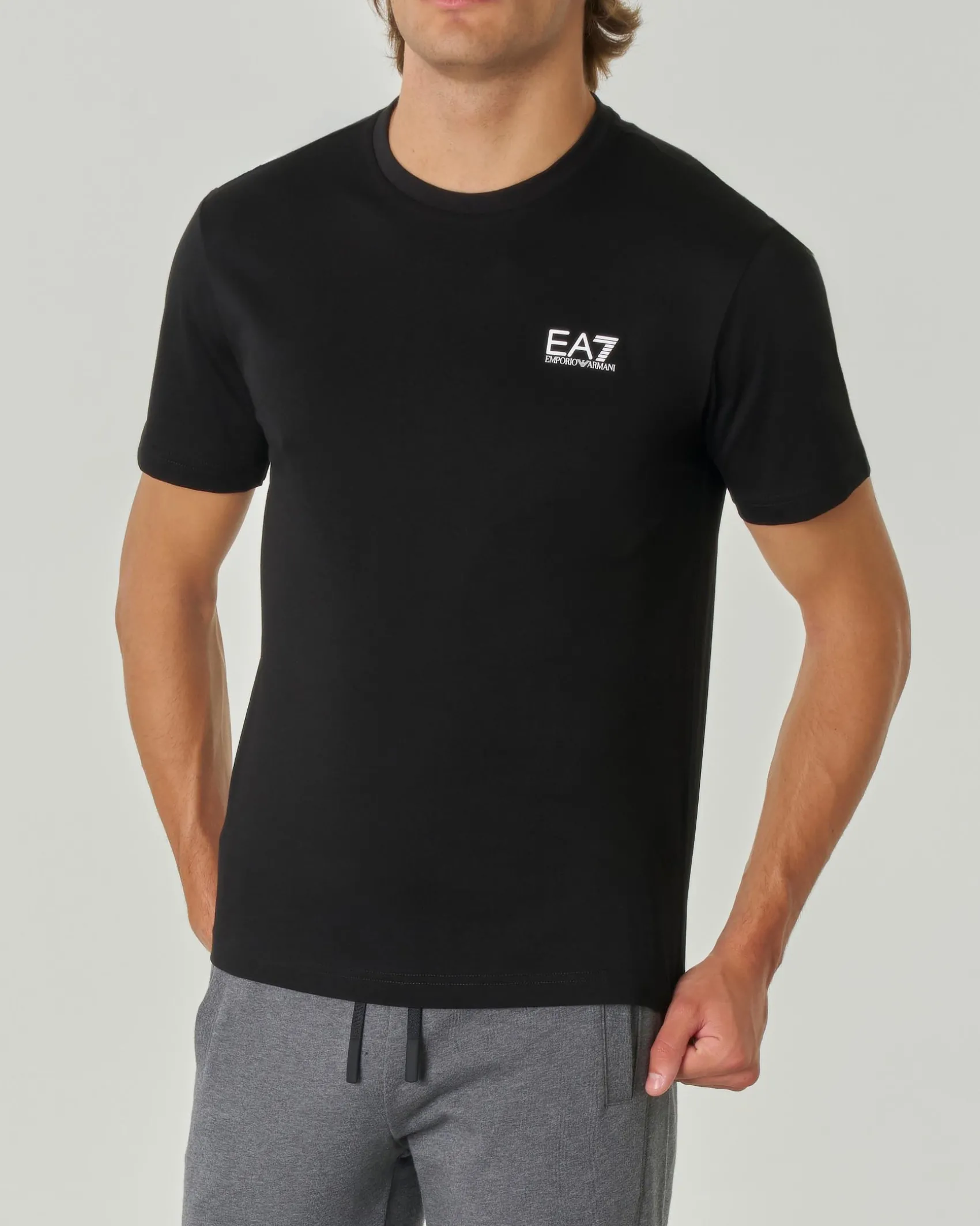 T-shirt EA7 nera mezza manica in puro pima cotton