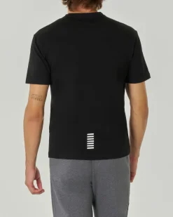 T-shirt EA7 nera mezza manica in puro pima cotton