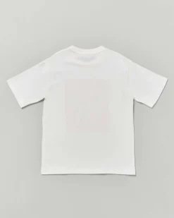 T-shirt Emporio Armani bianca in cotone a maniche corte con maxi stampa logo arancione