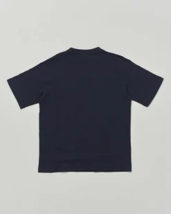 T-shirt Emporio Armani nera in cotone a maniche corte con maxi stampa logo azzurra
