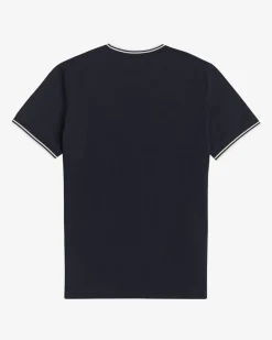 T-shirt Fred Perry blu mezza manica con bordino bianco