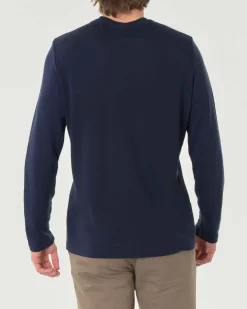T-shirt girocollo Pellizzari blu a maniche lunghe in tessuto tecnico elasticizzato