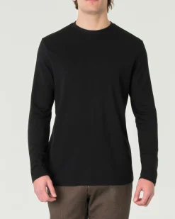T-shirt girocollo Pellizzari nera a maniche lunghe in tessuto tecnico elasticizzato