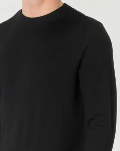T-shirt girocollo Pellizzari nera a maniche lunghe in tessuto tecnico elasticizzato
