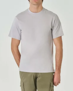 T-shirt grigia mezza manica in jersey di cotone fiammato