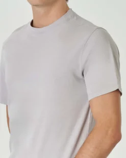 T-shirt grigia mezza manica in jersey di cotone fiammato