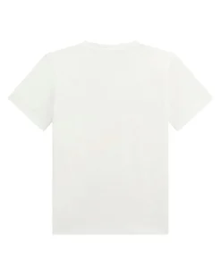 T-shirt Guess bianca mezza manica con mini trangolo logo icon bianco