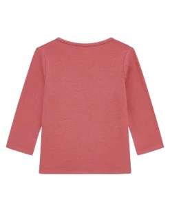 T-shirt Guess in cotone stretch color peonia con logo icon e fiorellini