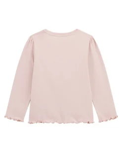 T-shirt Guess in puro cotone rosa con cuore e petali in rilievo