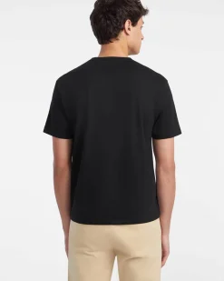 T-shirt Guess Jeans nera mezza manica con logo stampato davanti