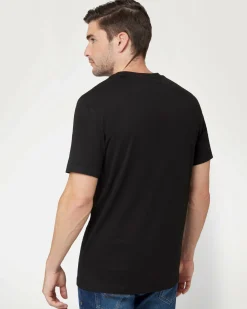 T-shirt Guess nera in cotone con logo in tono ricamato sul petto