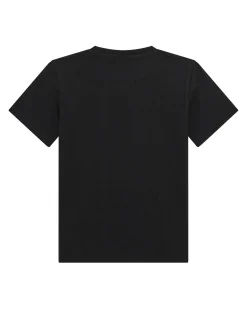 T-shirt Guess nera mezza manica con mini trangolo logo icon bianco