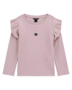 T-shirt Guess rosa in lurex con volant