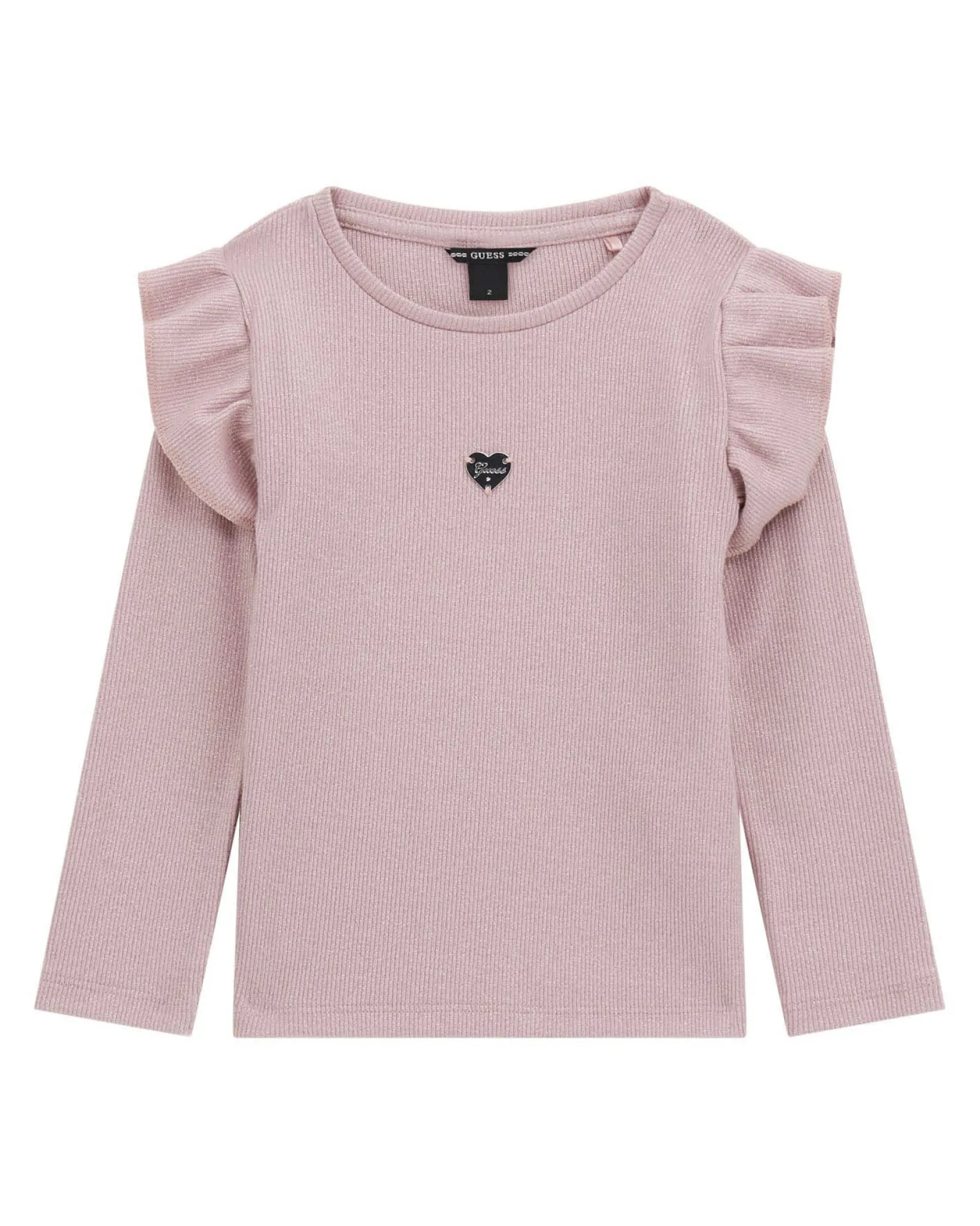 T-shirt Guess rosa in lurex con volant