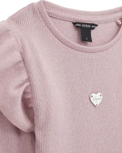 T-shirt Guess rosa in lurex con volant