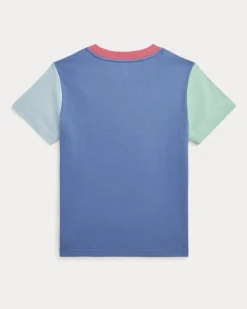 T-shirt in cotone a maniche corte a fantasia multicolore color block con Polo Bear Hawaii