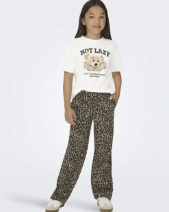 T-shirt Kids Only avorio con orsetto Not Lazy