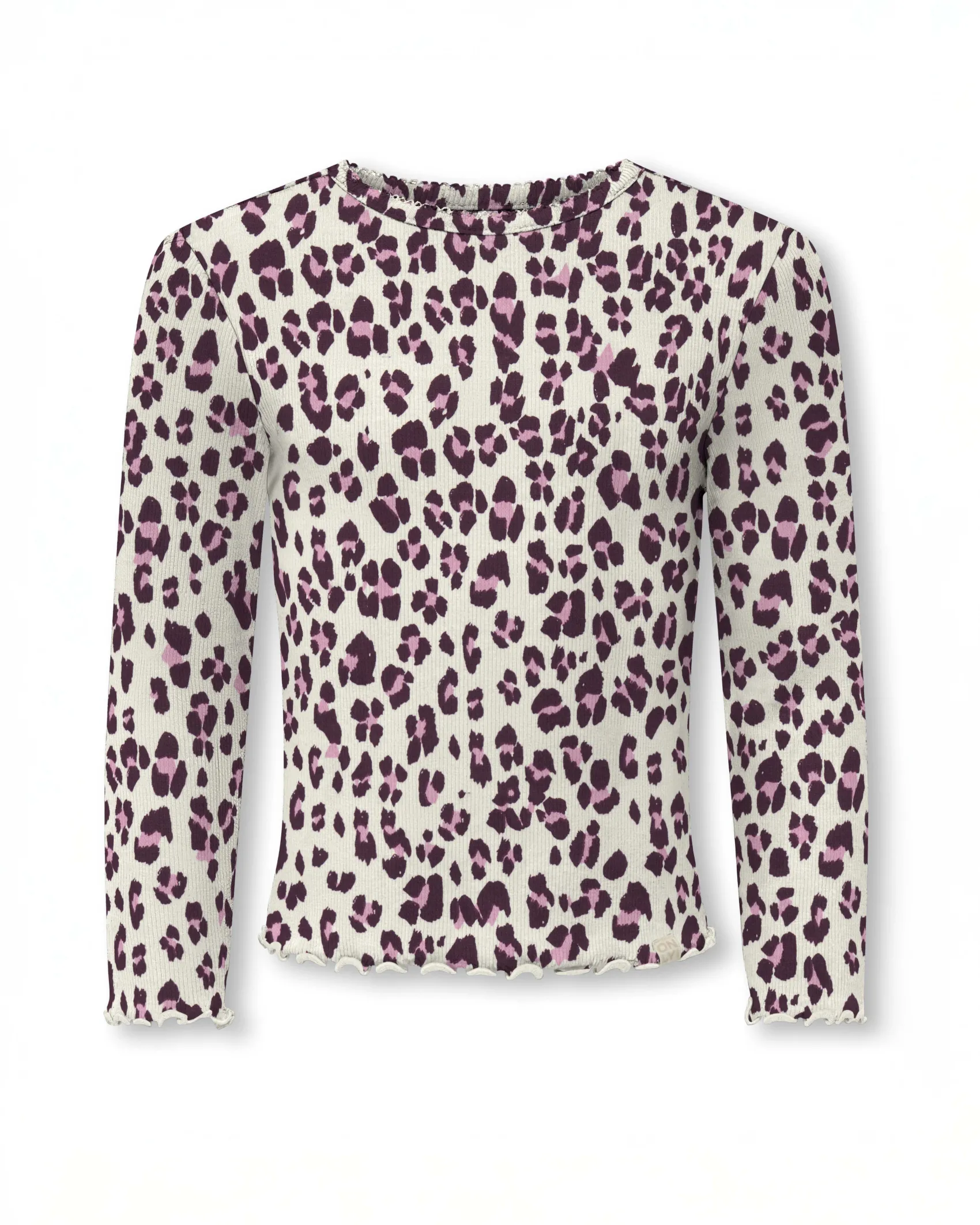 T-shirt Kids Only avorio e rosa maculata a maniche lunghe