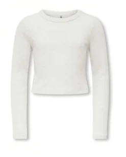 T-shirt Kids Only avorio in cotone stretch a maniche lunghe