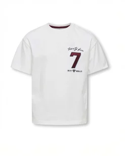 T-shirt Kids Only avorio stile college con logo bordeaux